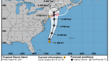 A National Hurricane Center forecast track for Tropical Storm Henri