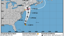 A National Hurricane Center forecast track for Tropical Storm Henri