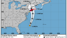 A National Hurricane Center forecast track for Tropical Storm Henri