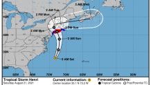 A National Hurricane Center forecast track for Tropical Storm Henri