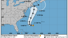 A National Hurricane Center forecast track for Tropical Storm Henri