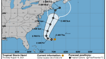 A National Hurricane Center forecast track for Tropical Storm Henri