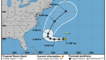 A National Hurricane Center forecast track for Tropical Storm Henri