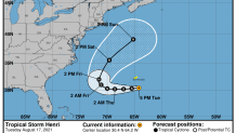 A National Hurricane Center forecast track for Tropical Storm Henri