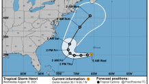 A National Hurricane Center forecast track for Tropical Storm Henri