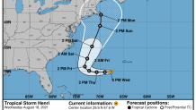 A National Hurricane Center forecast track for Tropical Storm Henri