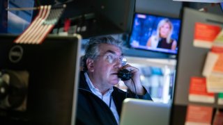 A trader works on the floor of the New York Stock Exchange (NYSE) in New York, Sept. 20, 2021.