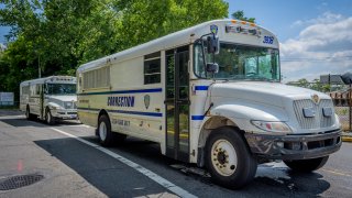 Department of Corrections bus at Rikers Island