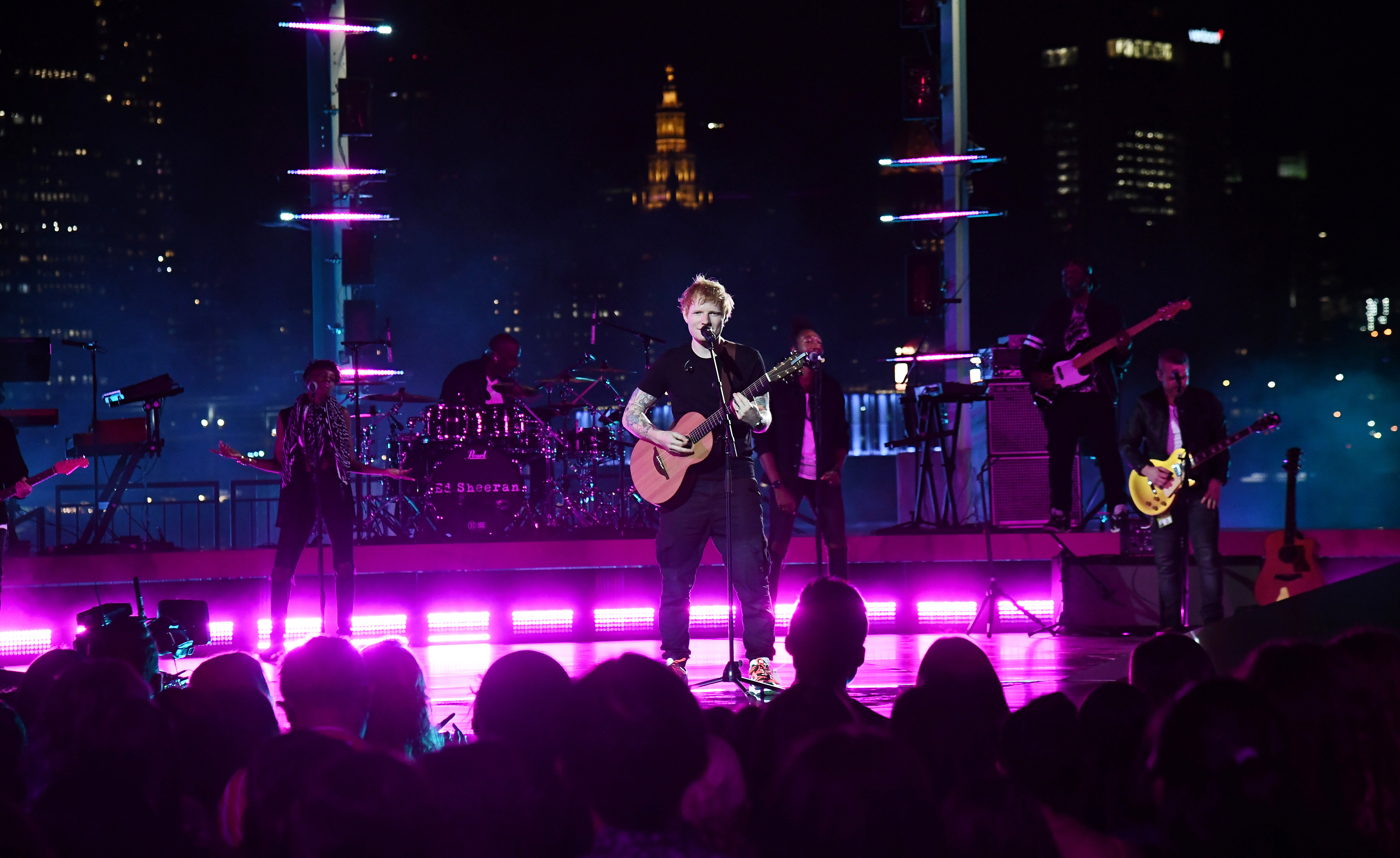 BROOKLYN, NEW YORK – SEPTEMBER 12:  In this image released on September 12, Ed Sheeran performs onstage at Pier 3 in Brooklyn for the 2021 MTV Video Music Awards broadcast on September 12, 2021. (Photo by Kevin Mazur/MTV VMAs 2021/Getty Images for MTV/ ViacomCBS)