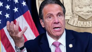 New York Gov. Andrew Cuomo speaks during a news conference on May 10, 2021 in New York City.