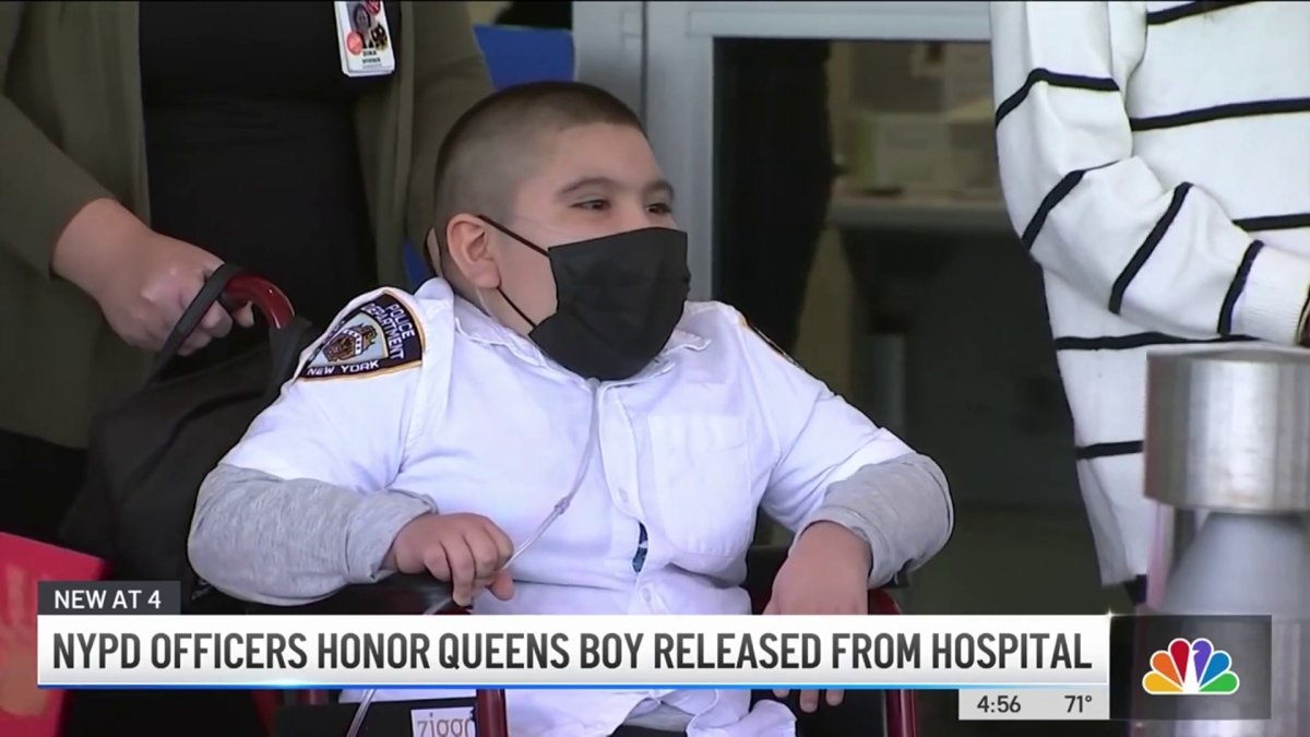 NYPD Officers Honor Queens Boy Released From Hospital – NBC New York