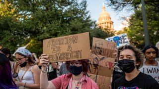 Pro-choice protesters march outside the Texas State Capitol on Wednesday, Sept. 1, 2021 in Austin, TX.