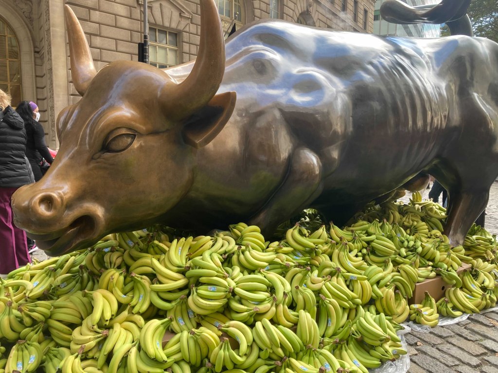wall street charging bull bananas