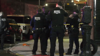 Police in Brooklyn investigate a shooting outside a baby shower event.