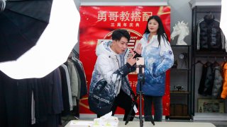 Online streamers prepare for the annual Double 11 online shopping festival at Lingu e-commerce industry park on October 27, 2021 in Linyi, Shandong Province of China.