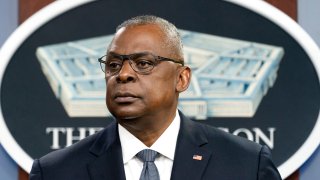 Secretary of Defense Lloyd Austin pauses while speaking during a media briefing at the Pentagon, Wednesday, Nov. 17, 2021, in Washington.