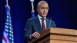 United States Attorney for the Southern District of New York Damian Williams speaks during a ceremony on Friday, Nov. 19, 2021, in New York. (AP Photo/Jeenah Moon)