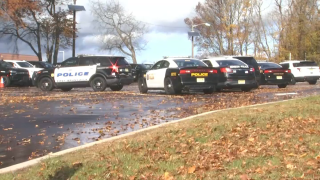 North Brunswick police vehicles parked in lot.