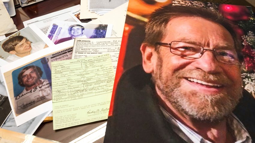 Photos, a driver’s license, the original warrant and other items from a 1969 robbery involving Ted Conrad are shown on Dec. 16, 2021 at the Carl B. Stokes U.S. Courthouse in Cleveland. After more than 50 years, Elliott announced that they had closed the case on one the city’s biggest bank robberies. Conrad pulled off the 1969 robbery and had been living in Boston under a new name until his death last May, Elliott said. The U.S. Marshals Service is now piecing together how he managed to create new life while evading authorities. His stunned friends in Boston say he was a devoted family man and one of the nicest and most honorable people they’d ever known. (AP Photo/Ken Blaze)