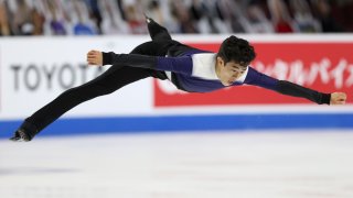 Nathan Chen of the United States skates in the Men’s Free Skate during the ISU Grand Prix of Figure Skating – Skate America at Orleans Arena on Oct. 23, 2021 in Las Vegas, Nevada.