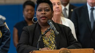 Bronx County District Attorney Darcel Clark speaks during