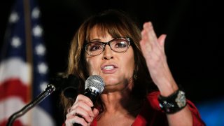 FILE - In this Sept. 21, 2017, file photo, former vice presidential candidate Sarah Palin speaks at a rally in Montgomery, Ala.