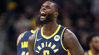 Indiana Pacers guard Lance Stephenson celebrates during Wednesday's game against the Brooklyn Nets. (Getty Images)