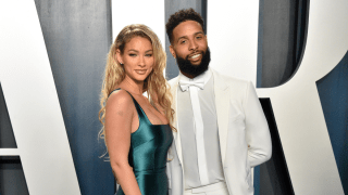 Lauren Wood and Odell Beckham Jr. attend the 2020 Vanity Fair Oscar Party.