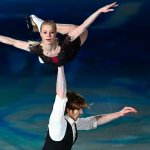 Russia's Evgenia Tarasova and Russia's Vladimir Morozov take part in the Figure Skating Gala Exhibition on day 16 of the 2022 Winter Olympics at Capital Indoor Stadium on Feb. 20, 2022, in Beijing, China.