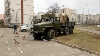 military vehicle in Kyiv, Ukraine
