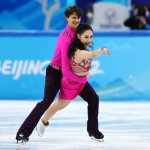 Misato Komatsubara and Tim Koleto of Team Japan skate during the Ice Dance Rhythm Dance on day eight of the Beijing 2022 Winter Olympic Games at Capital Indoor Stadium on Feb. 12, 2022 in Beijing, China.