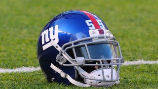 New York Giants Helmet on the Field
