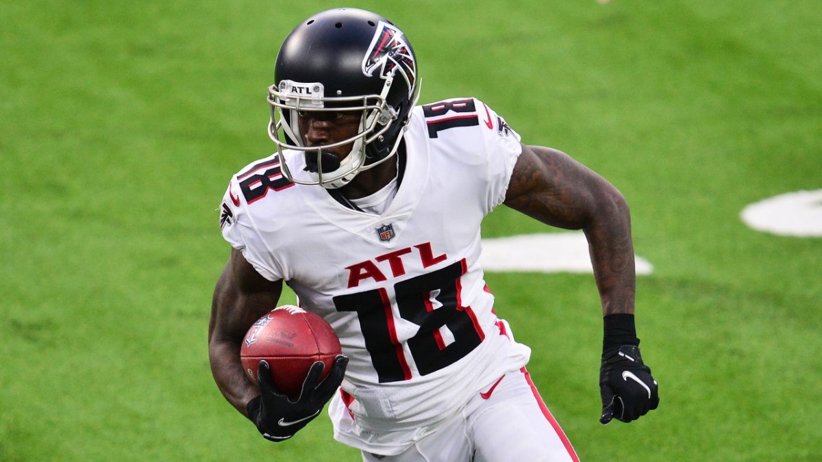 Atlanta Falcons wide receiver Calvin Ridley (18) reacts after a