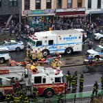 Police and first responders gather at the 36th Street subway station in the Brooklyn neighborhood of Sunset Park, April 12, 2022, in New York.