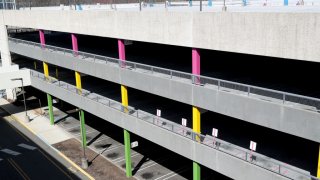 A view of the empty parking lot at the Westfield Garden State Plaza.