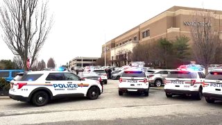 Police outside of Nordstrom store at mall