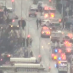 Police and first responders swarm the Brooklyn neighborhood of Sunset Park in New York, after multiple people were shot or hurt at the height of morning rush hour, April 12, 2022.