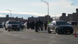 Police shut down westbound lanes of the Belt Parkway.