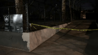 Caution tape blocks off part of the Brooklyn playground
