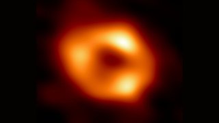 This image released by the Event Horizon Telescope Collaboration, Thursday, May 12, 2022, shows a black hole at the center of our Milky Way galaxy.