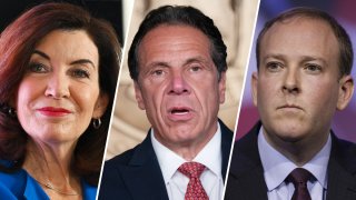 From left: current New York governor Kathy Hochul, former New York governor Andrew Cuomo and Rep. Lee Zeldin (R-NY).
