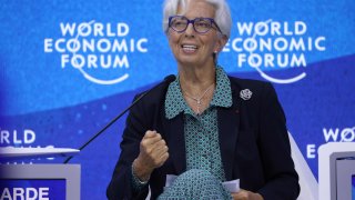 Christine Lagarde, president of the European Central Bank, seen during a panel session at the World Economic Forum in Davos, Switzerland, on Wednesday, May 25, 2022.
