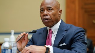 New York City Mayor Eric Adams testifies during a House Committee on Oversight and Reform hearing on gun violence on Capitol Hill in Washington, Wednesday, June 8, 2022.