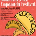 red and orange flyer with empanadas