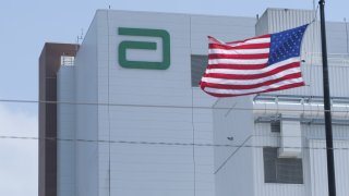 An American flag outside the Abbott Nutrition factory in Sturgis, Michigan