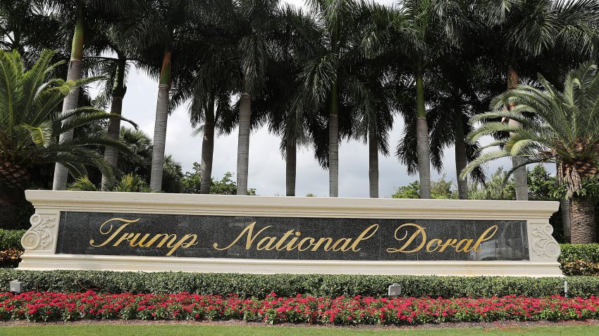 DORAL, FLORIDA - OCTOBER 17: A sign is seen near the front entrance to the Trump National Doral golf resort owned by U.S. President Donald Trump's company on October 17, 2019 in Doral, Florida. White House chief of staff Mick Mulvaney announced today that the resort will host the Group of Seven meeting, between the United States, UK, France, Germany, Canada, Japan, Italy, and the EU, and will take place in June of 2020.