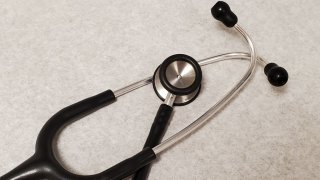 Close-up of doctor's stethoscope