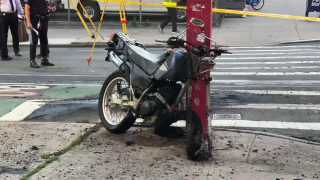 dirt bike damaged after fiery crash