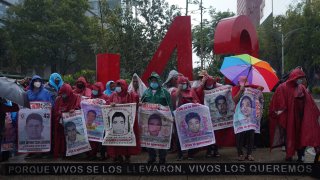 Friends and relatives seeking justice for the missing 43 Ayotzinapa students