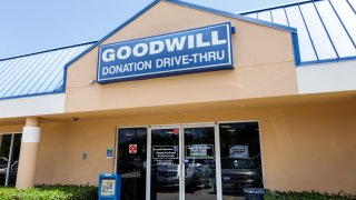 FILE - The entrance to the Goodwill Industries.